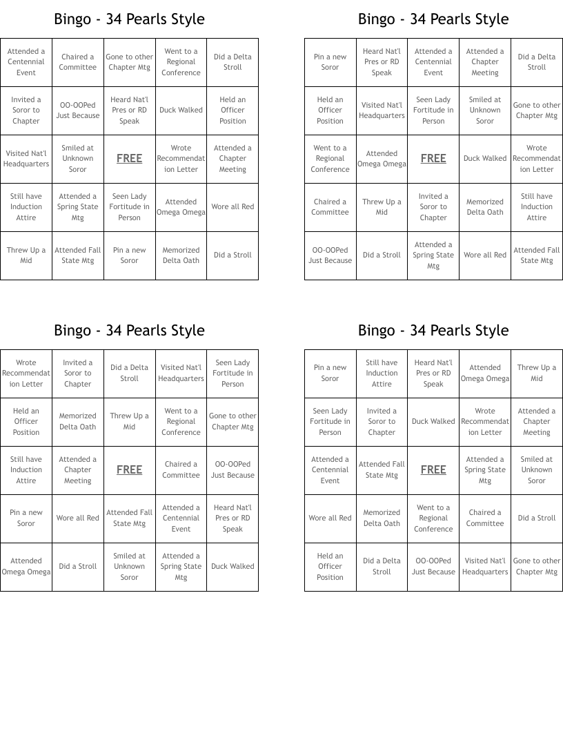 Bingo - 34 Pearls Style