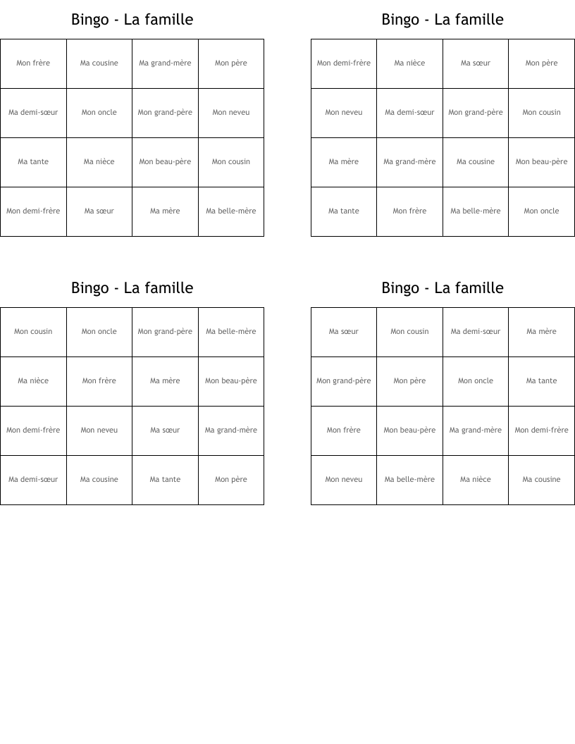Bingo - La famille