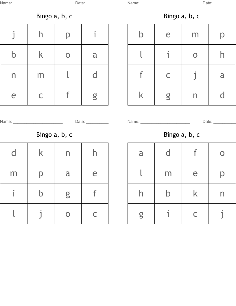 Bingo  a, b, c