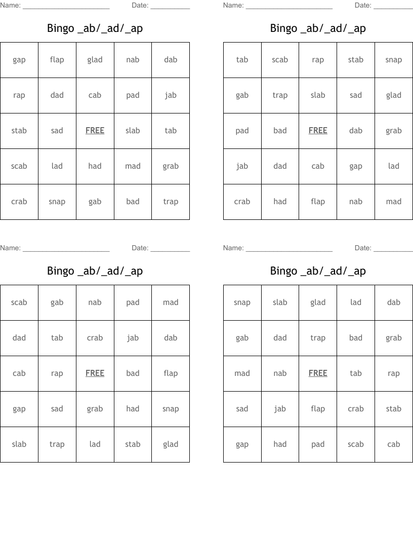 Bingo _ab/_ad/_ap
