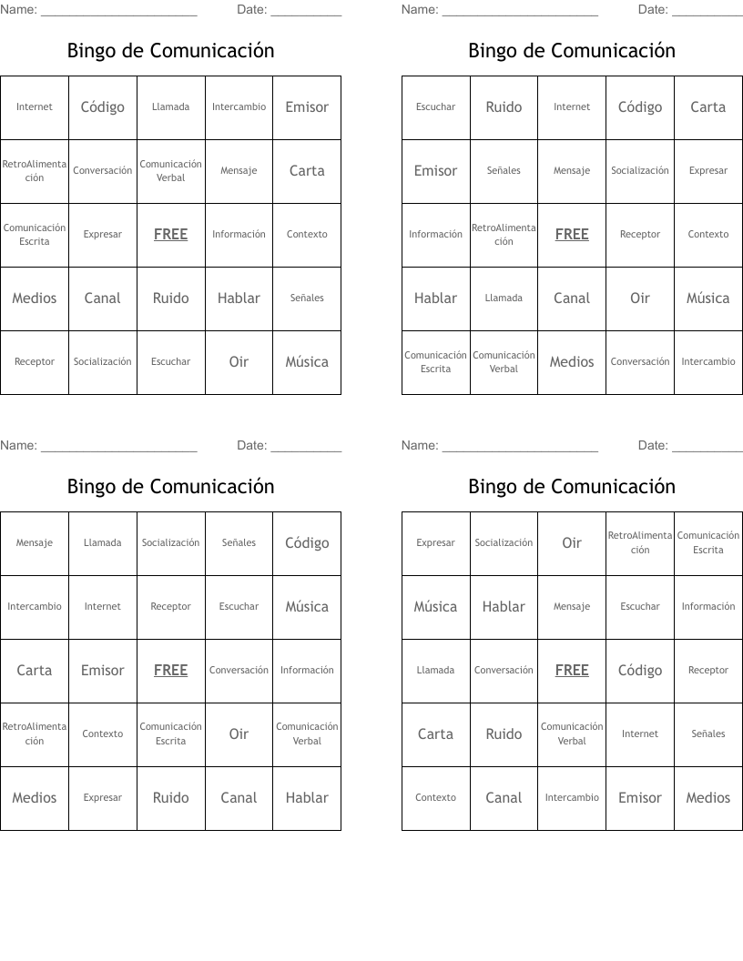 Bingo de Comunicación