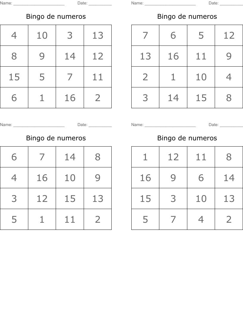Bingo de numeros