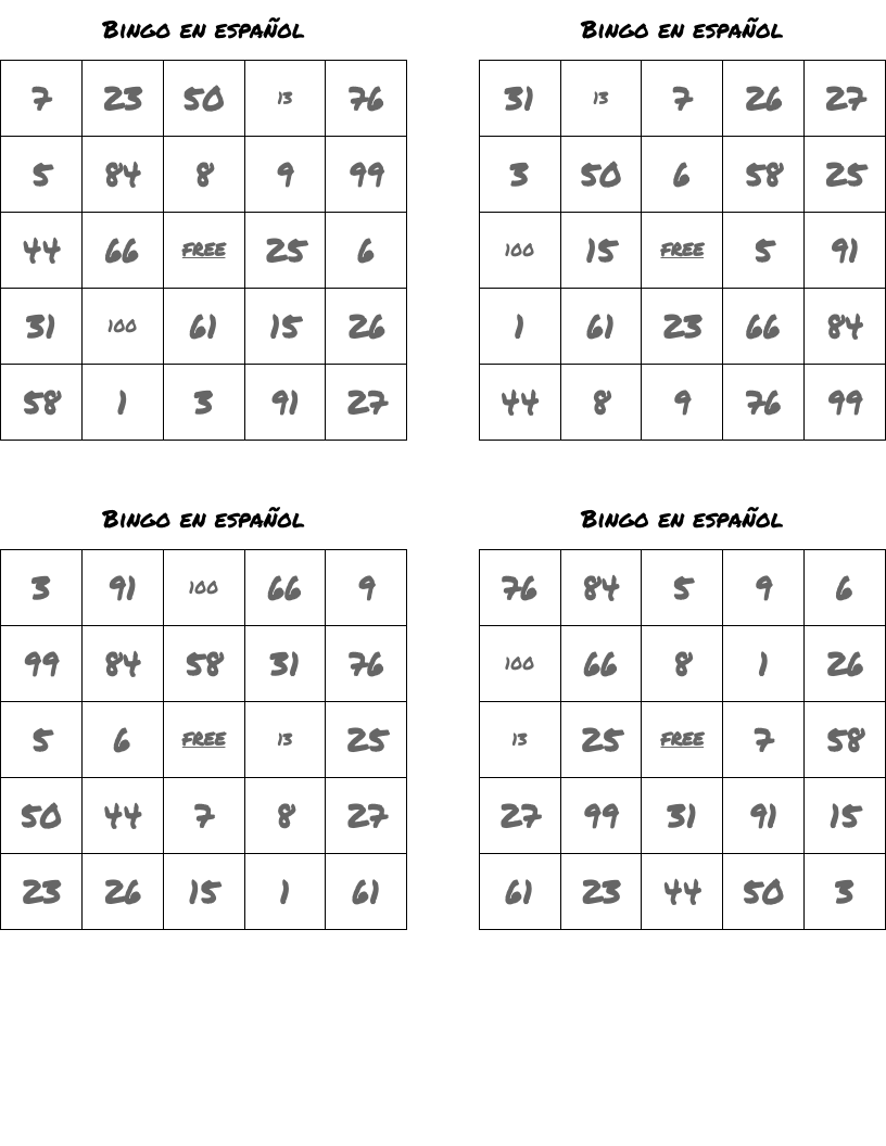 Bingo en español