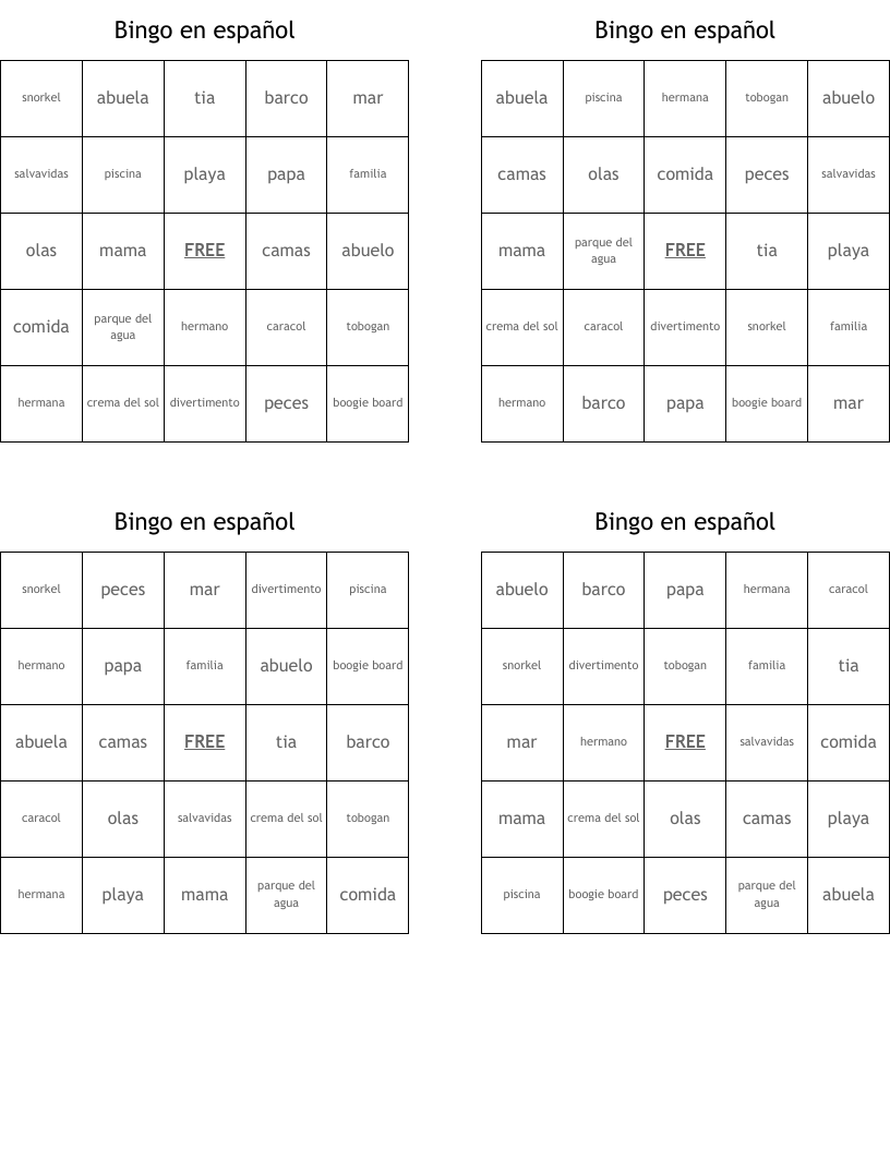 Bingo en español