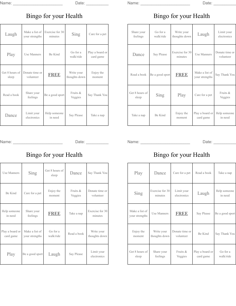 Bingo for your Health