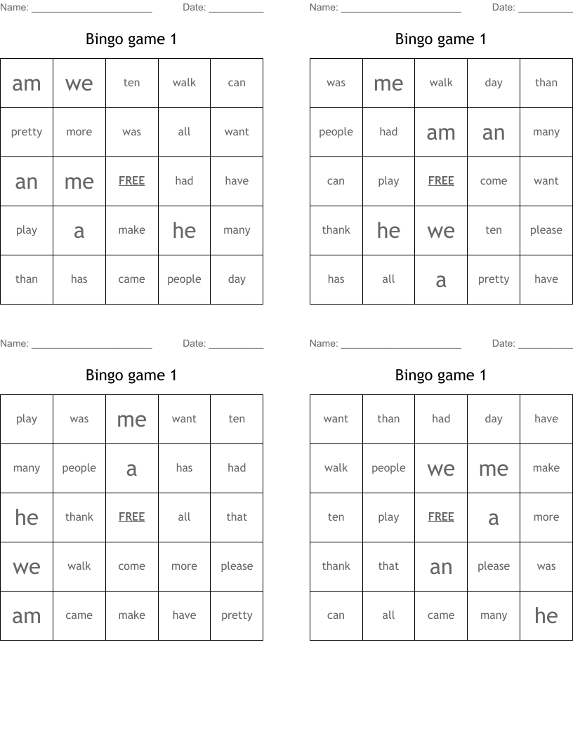 Bingo game 1