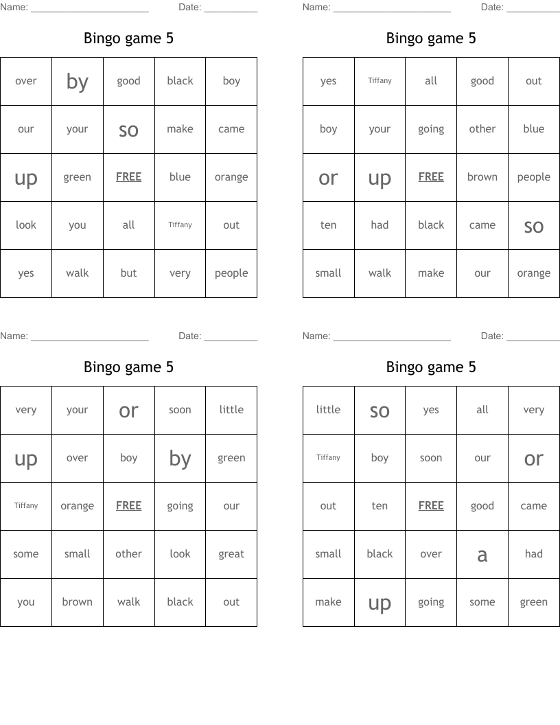 Bingo game 5
