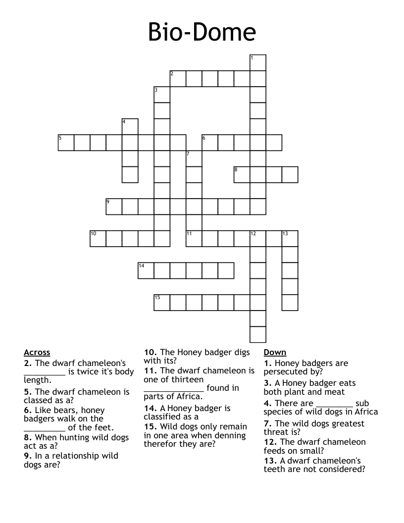 Bio-Dome Crossword