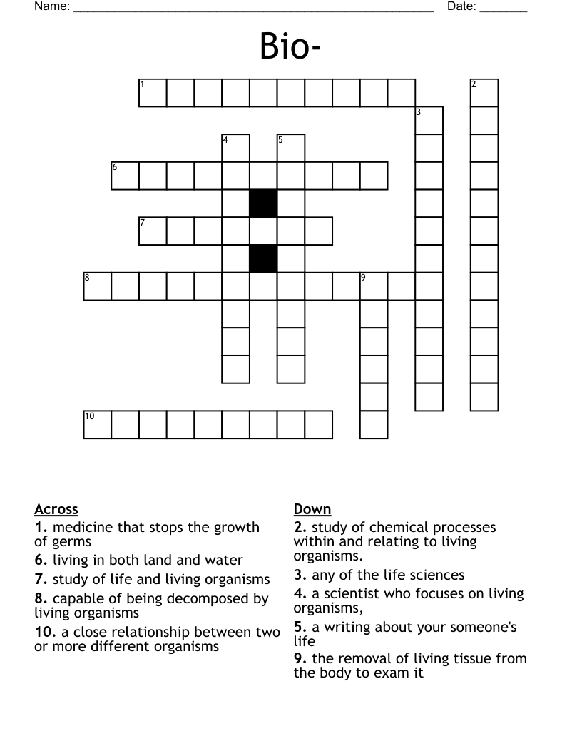 Bio- Crossword