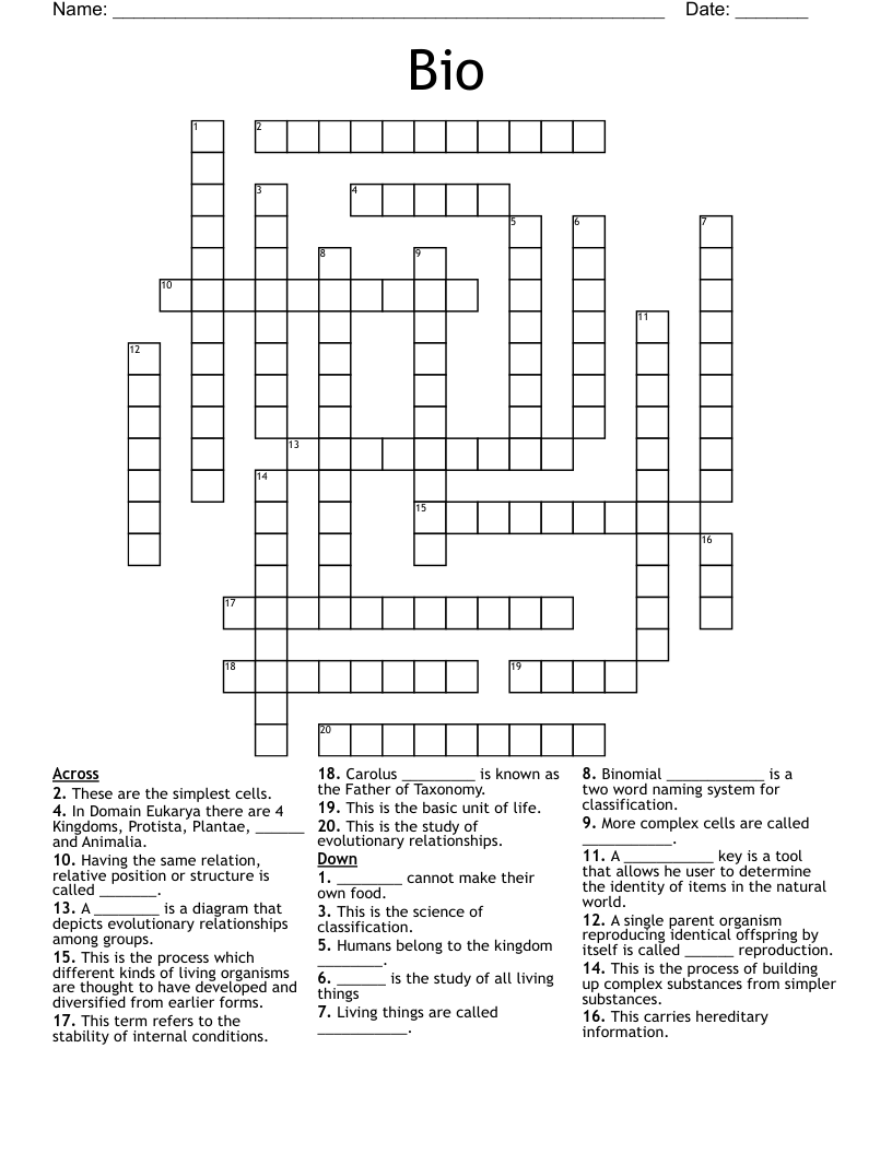 Bio Crossword