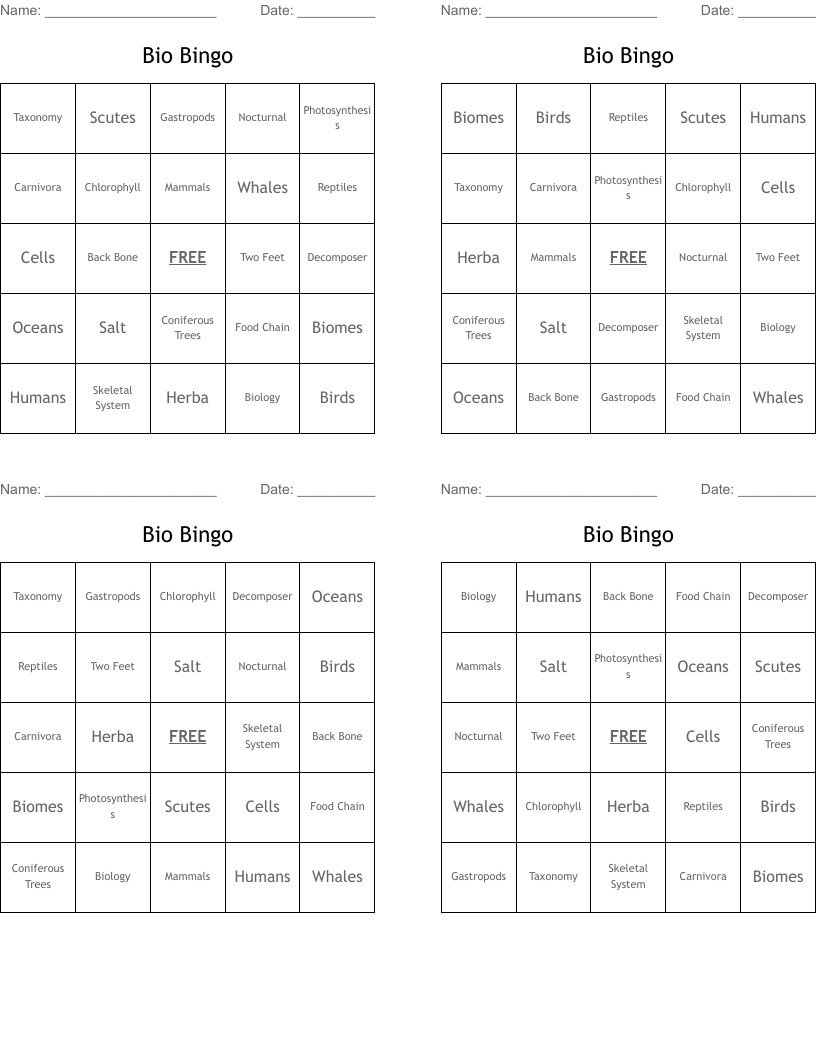 Bio Bingo