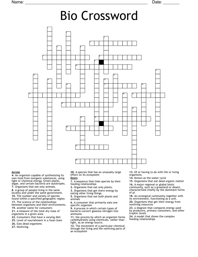 Bio Crossword