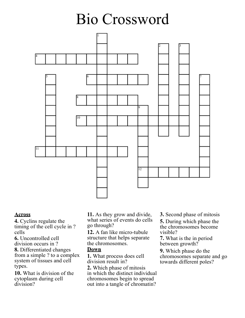 Bio Crossword 