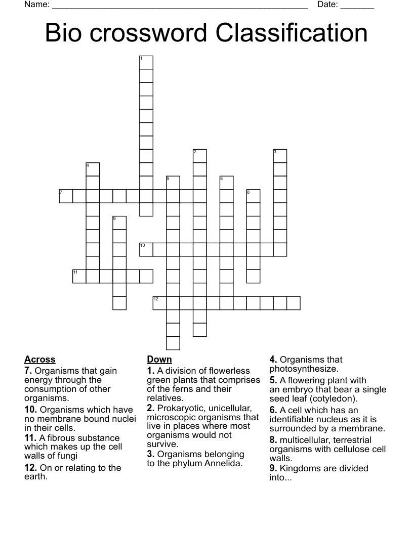 Bio crossword Classification