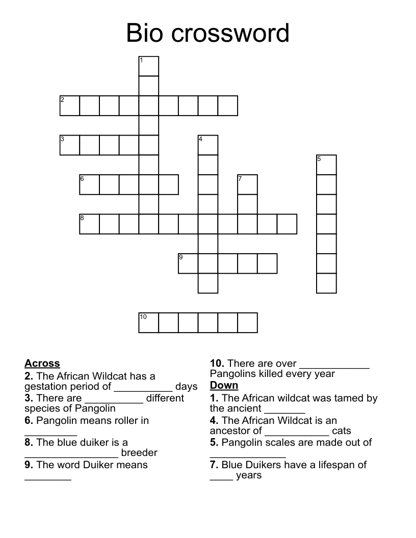 Bio crossword 