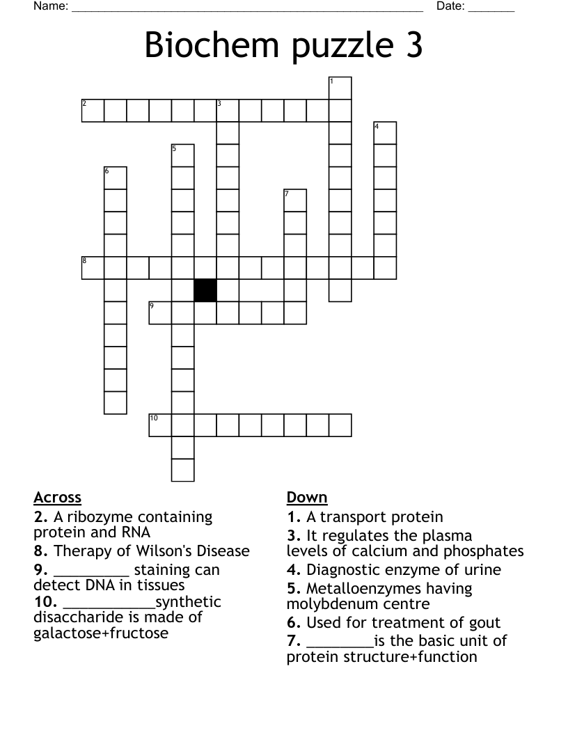 Biochem puzzle 3 Crossword