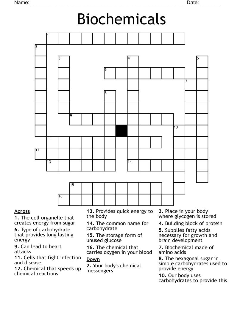 Biochemicals Crossword