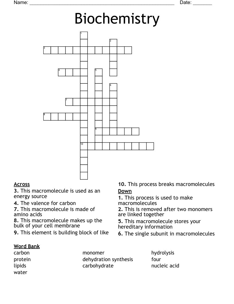 Biochemistry Crossword
