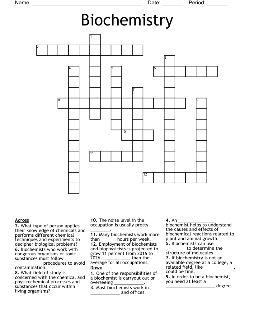 Biochemistry Crossword