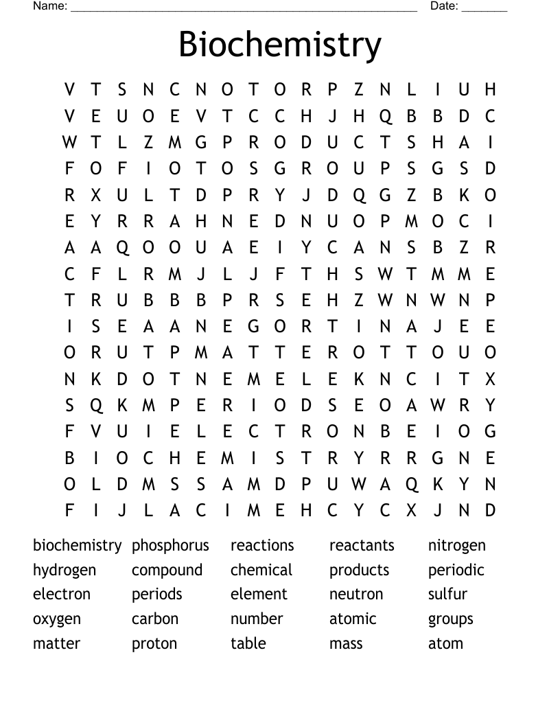 Biochemistry Word Search