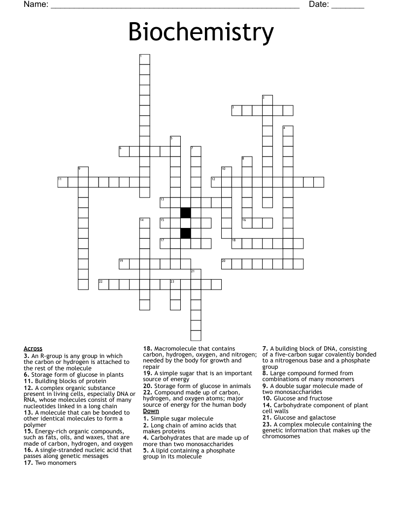 Biochemistry Crossword