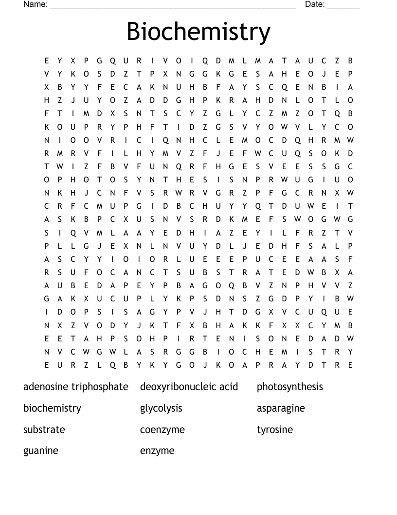 Biochemistry Word Search