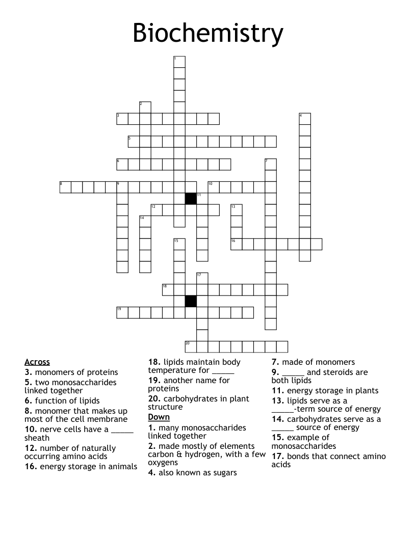 Biochemistry Crossword
