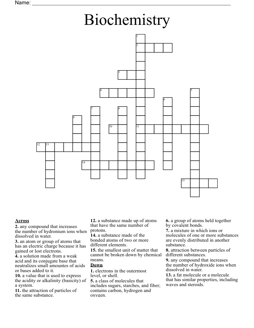 Biochemistry Crossword
