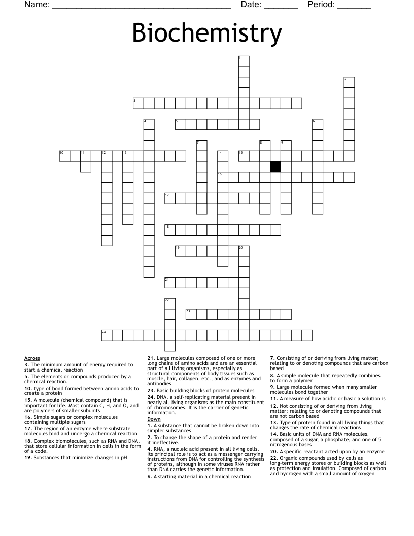 Biochemistry Crossword
