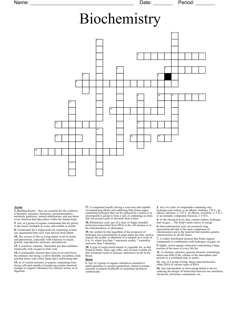 Biochemistry Crossword