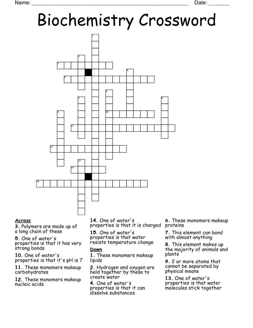Biochemistry Crossword