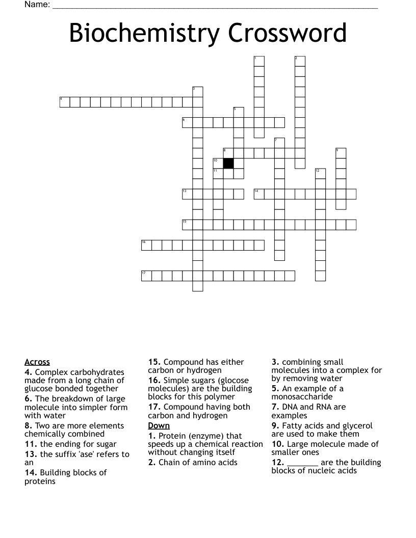 Biochemistry Crossword