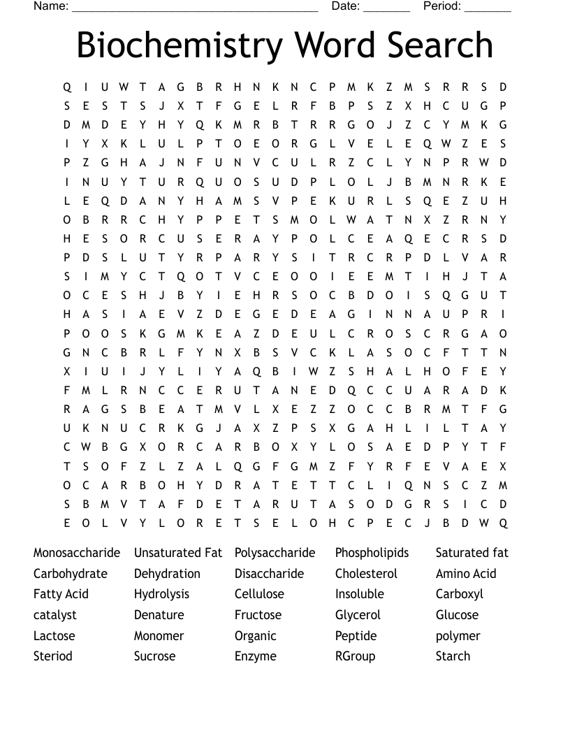 Biochemistry Word Search 