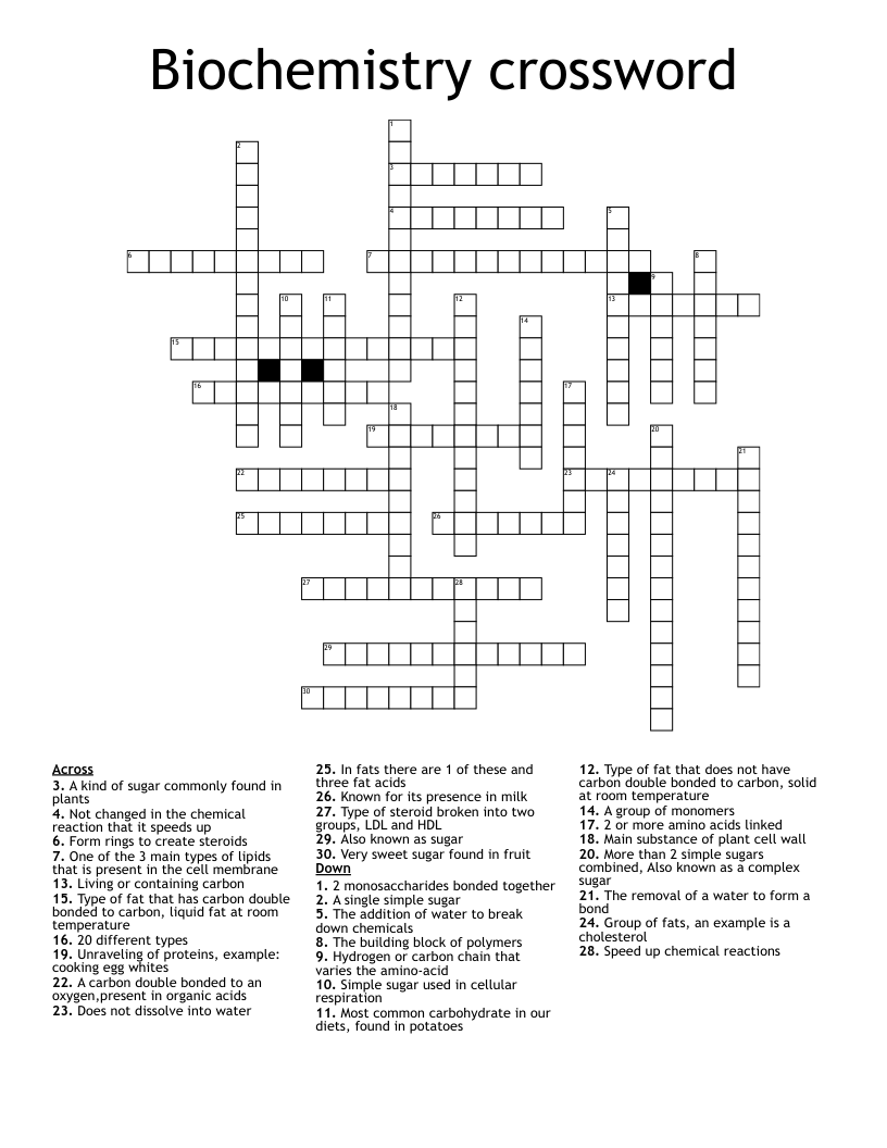 Biochemistry crossword