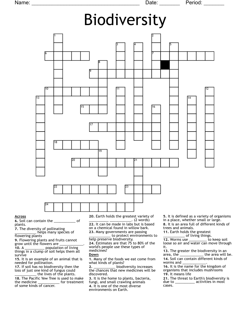 Biodiversity Crossword