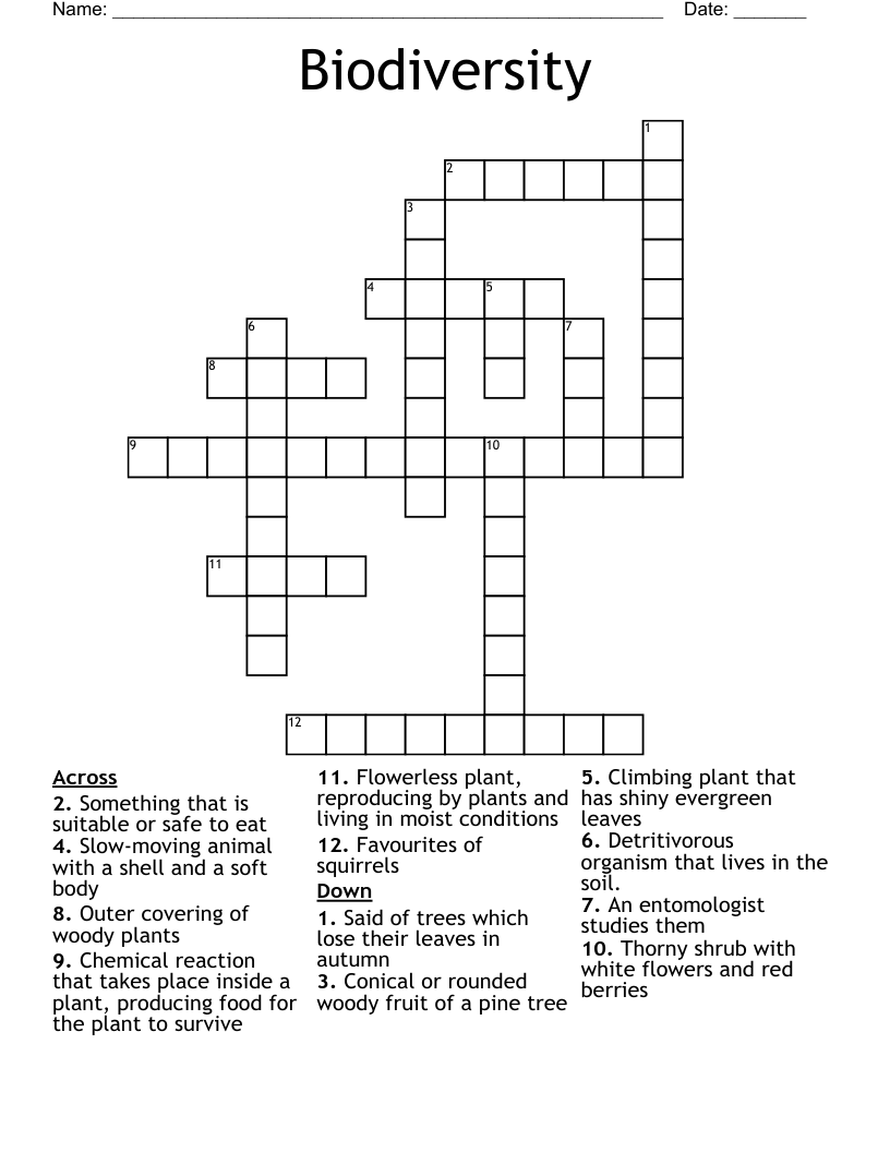 Biodiversity Crossword