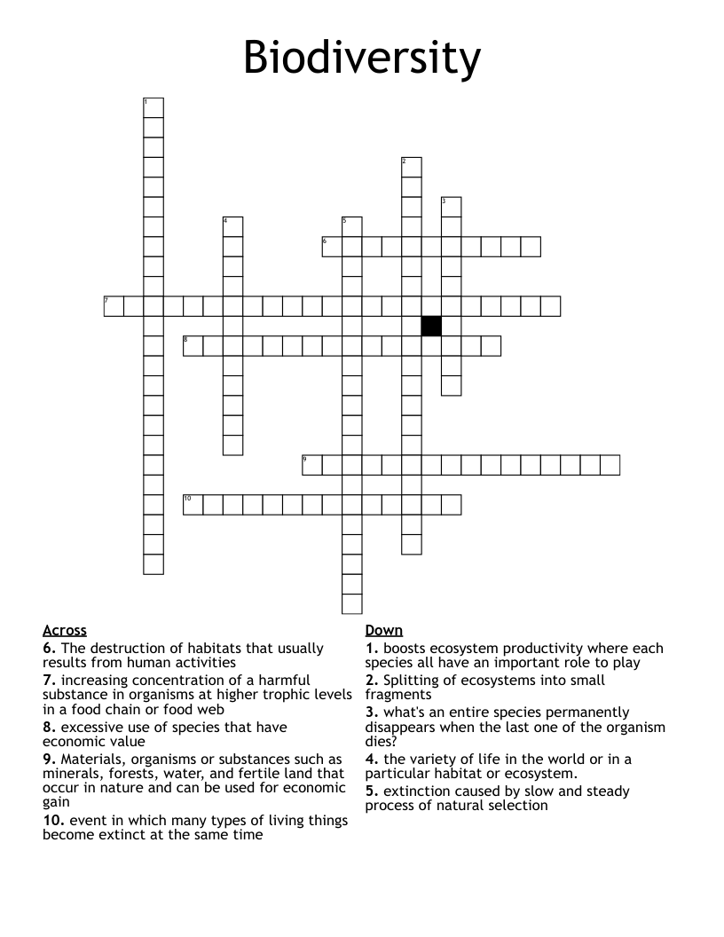 Biodiversity  Crossword