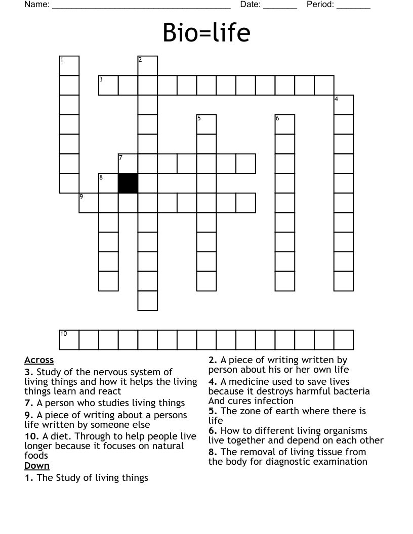 Bio=life Crossword