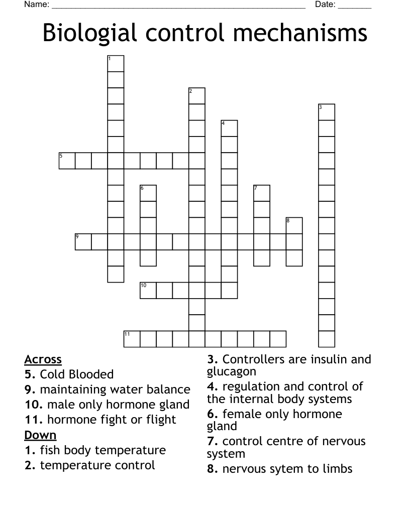 Biologial control mechanisms Crossword