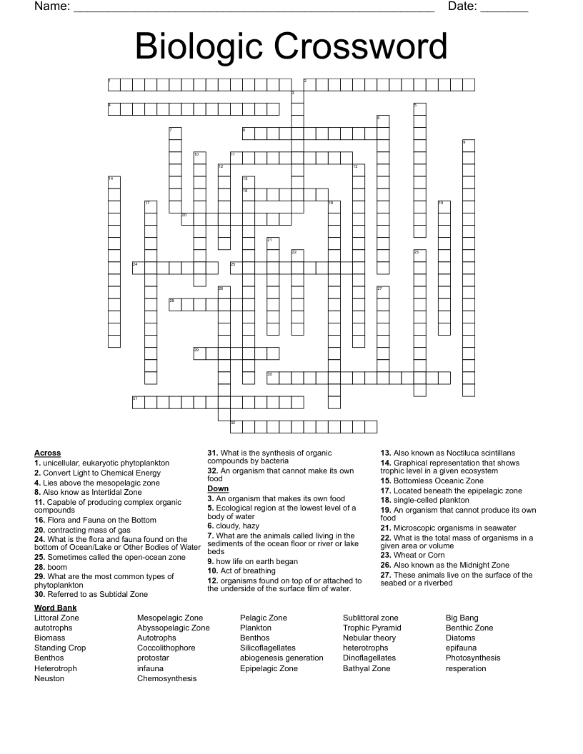 Biologic Crossword