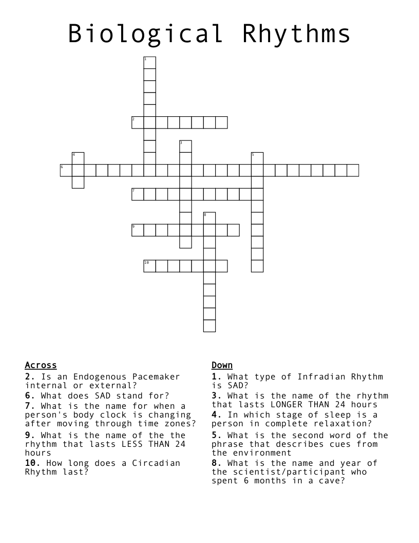 Biological Rhythms Crossword