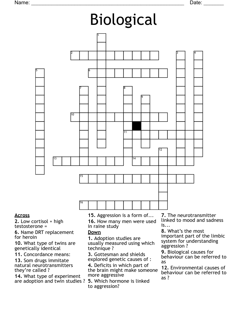Biological  Crossword