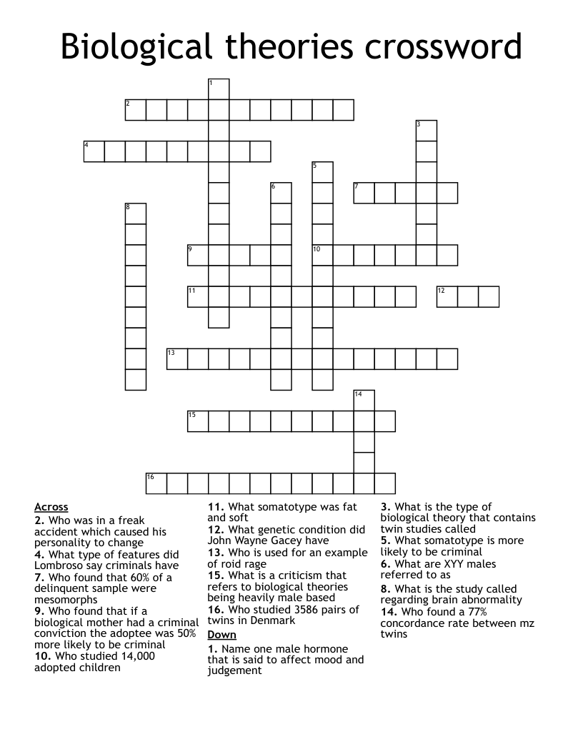 Biological theories crossword