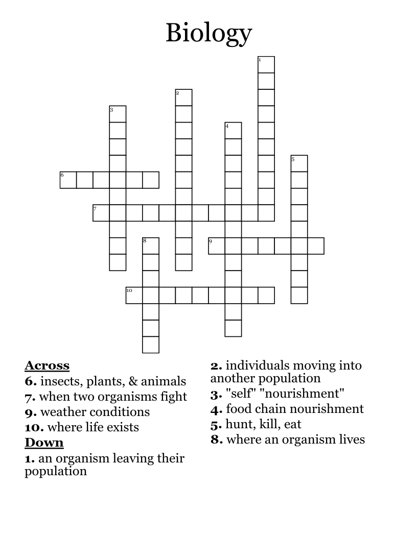Biology Crossword