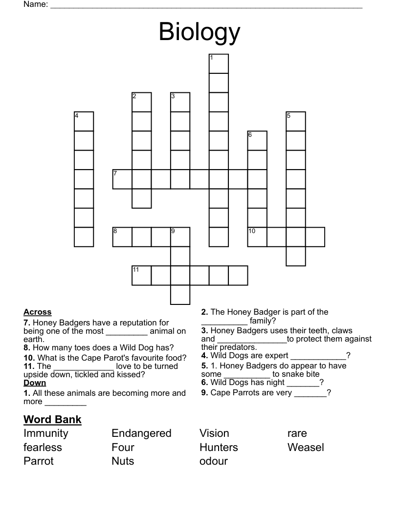 Biology Crossword