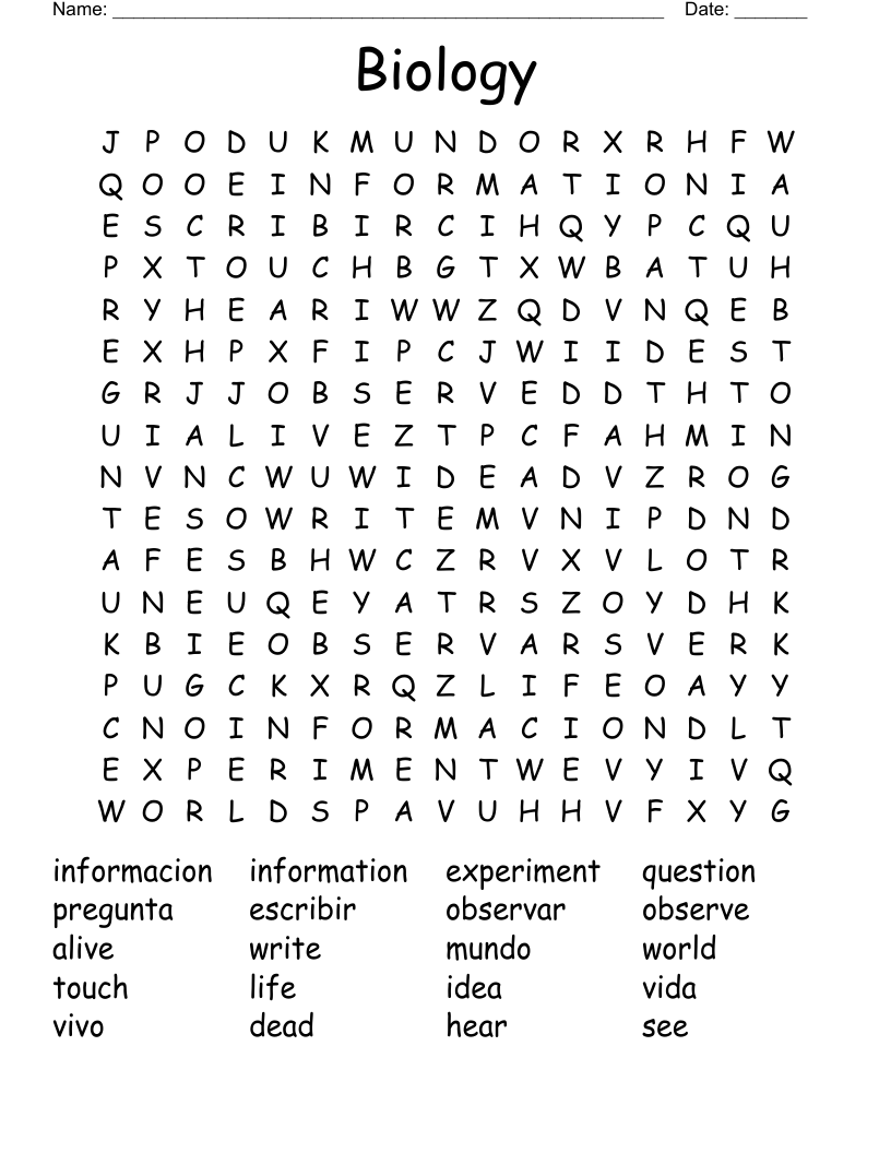 Biology Word Search