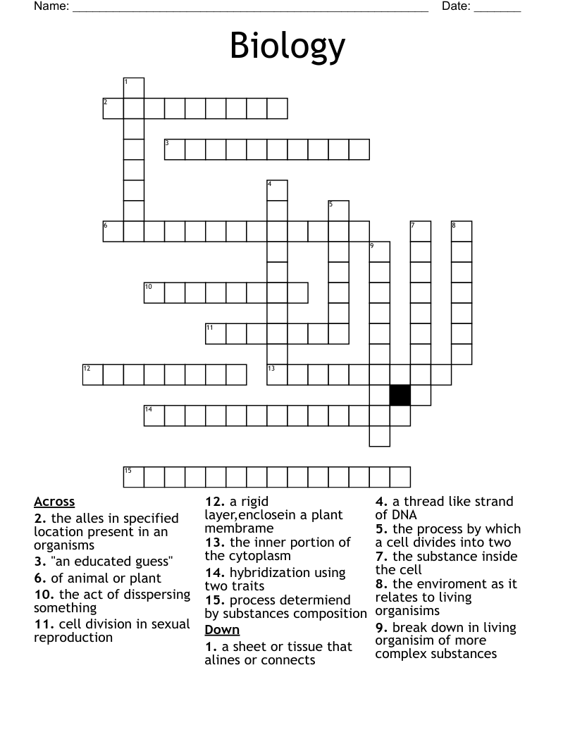 Biology Crossword
