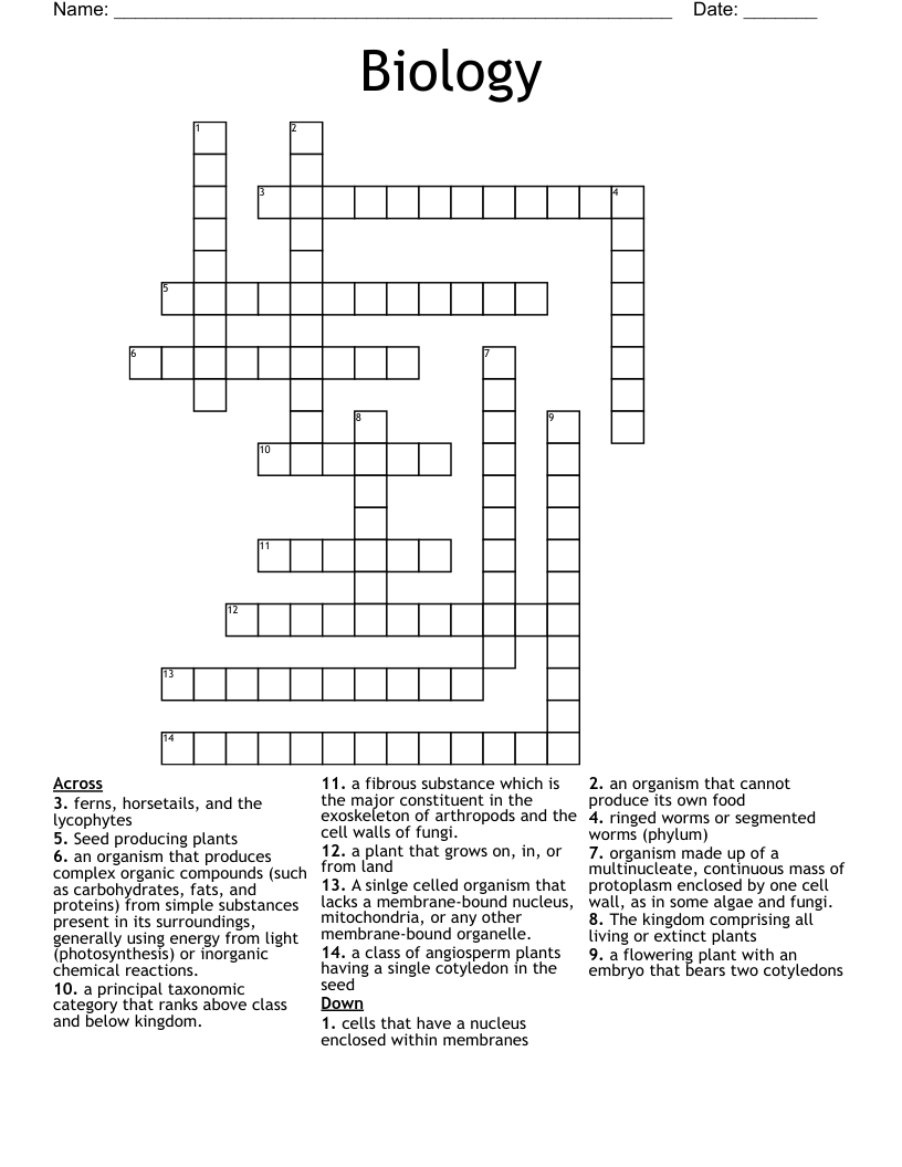 Biology Crossword
