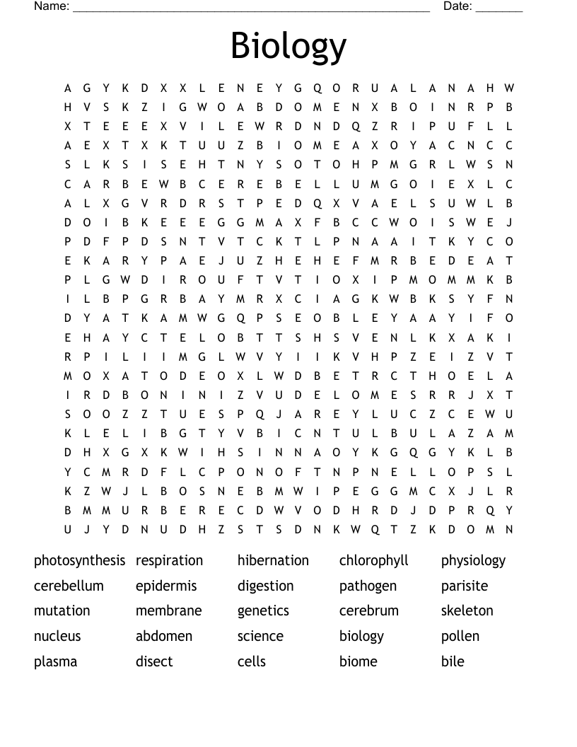 Biology Word Search