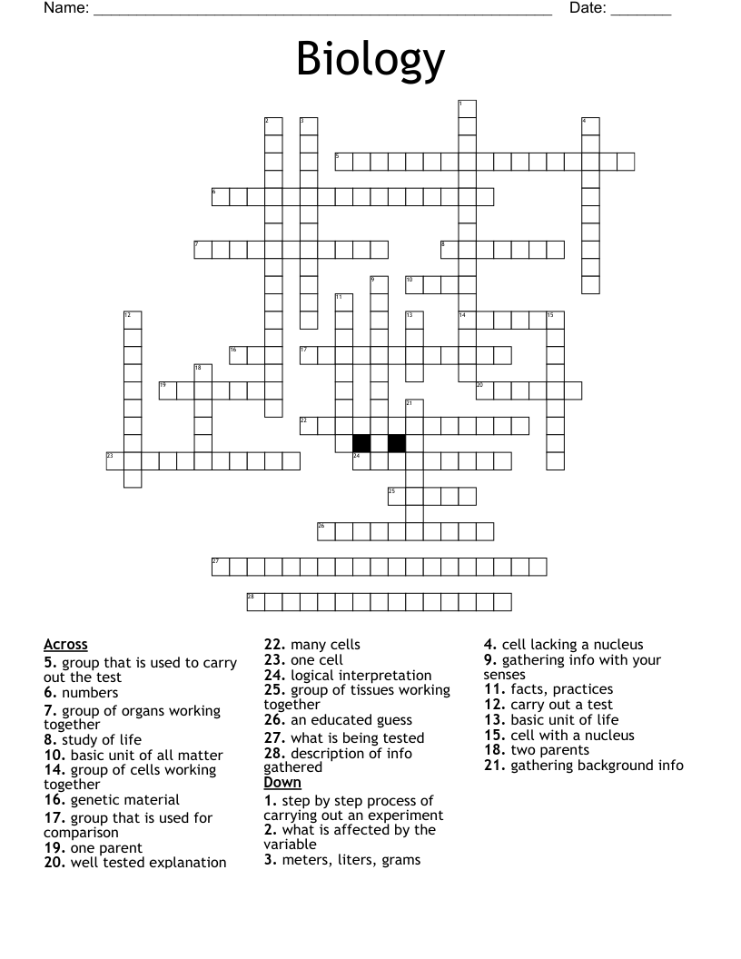 Biology Crossword